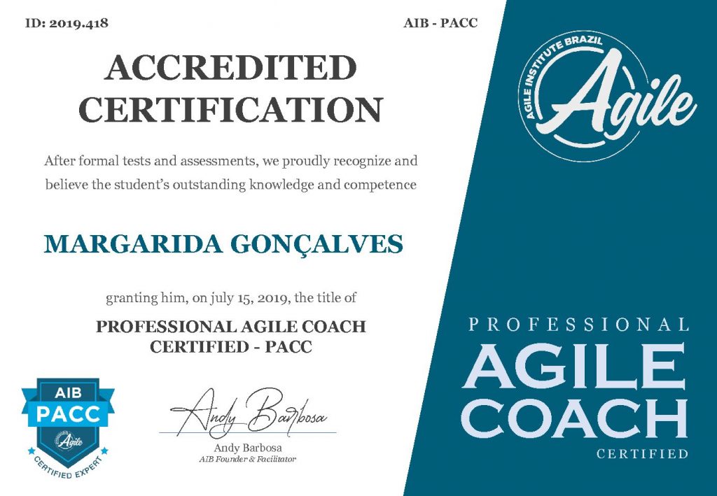 Professional Agile Coach Certification from Margarida Gonçalves